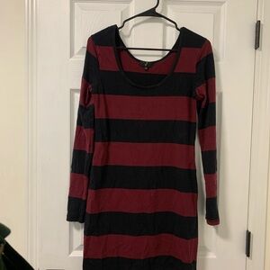 Striped Black and Red Long Sleeve Dress